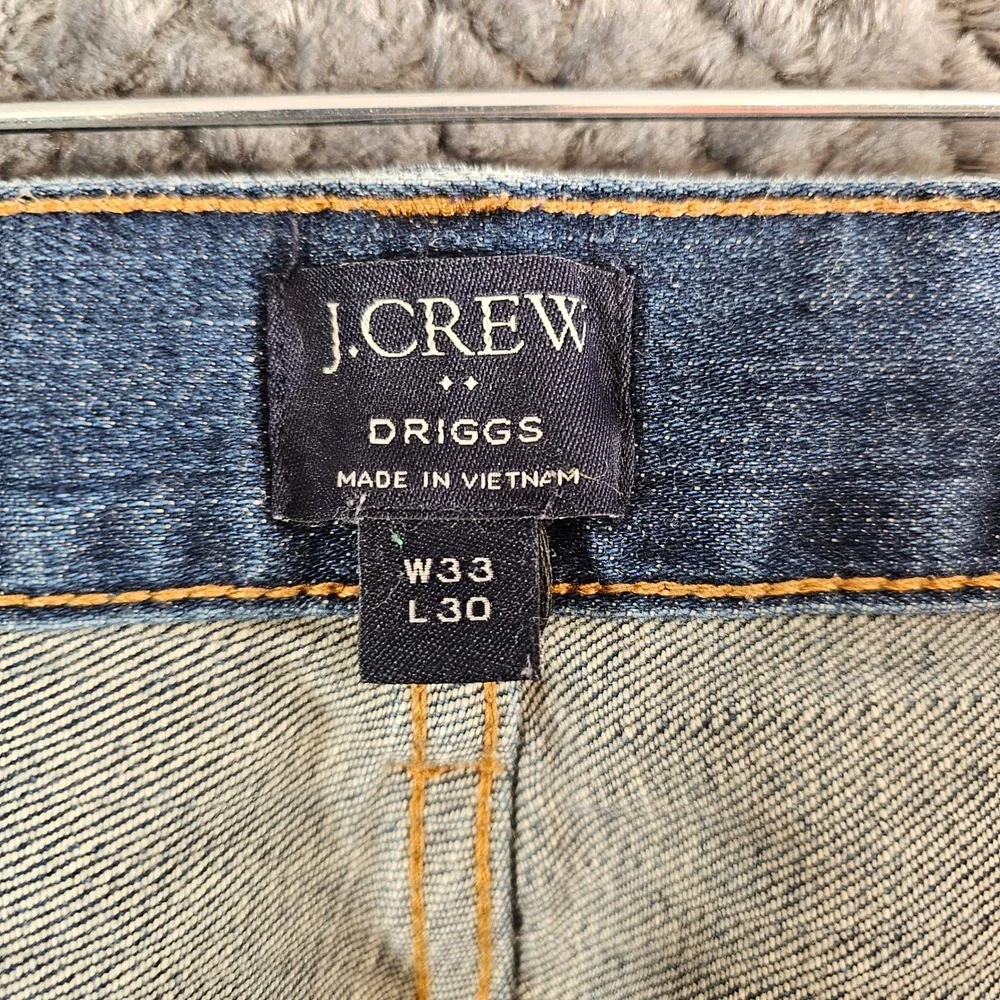 J Crew Driggs‎ Mens Blue Wash Distressed Slim Fit Jeans W33 L30 elevated casual
